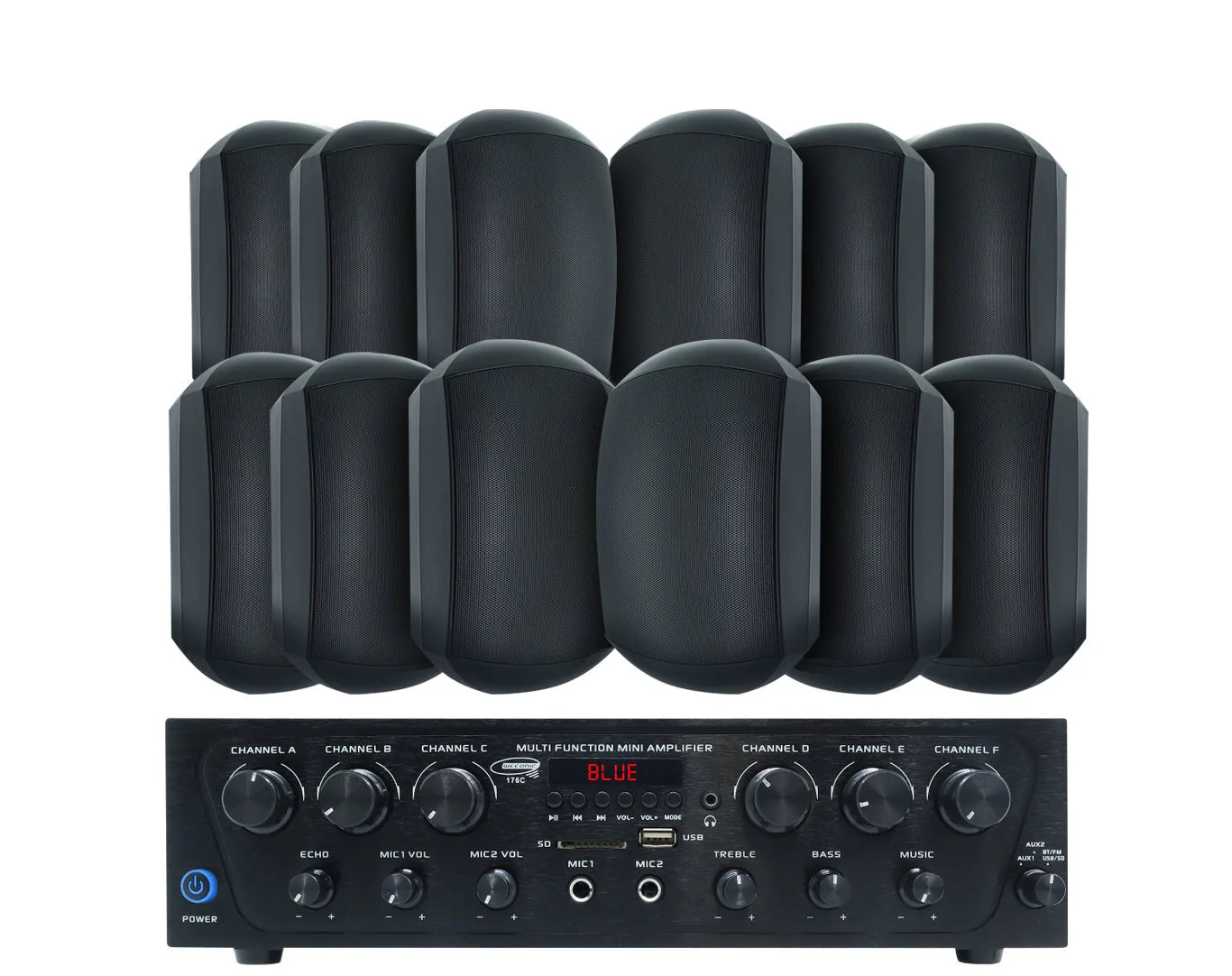Weconic Outdoor Speaker Package with 480W Bluetooth Amplifier