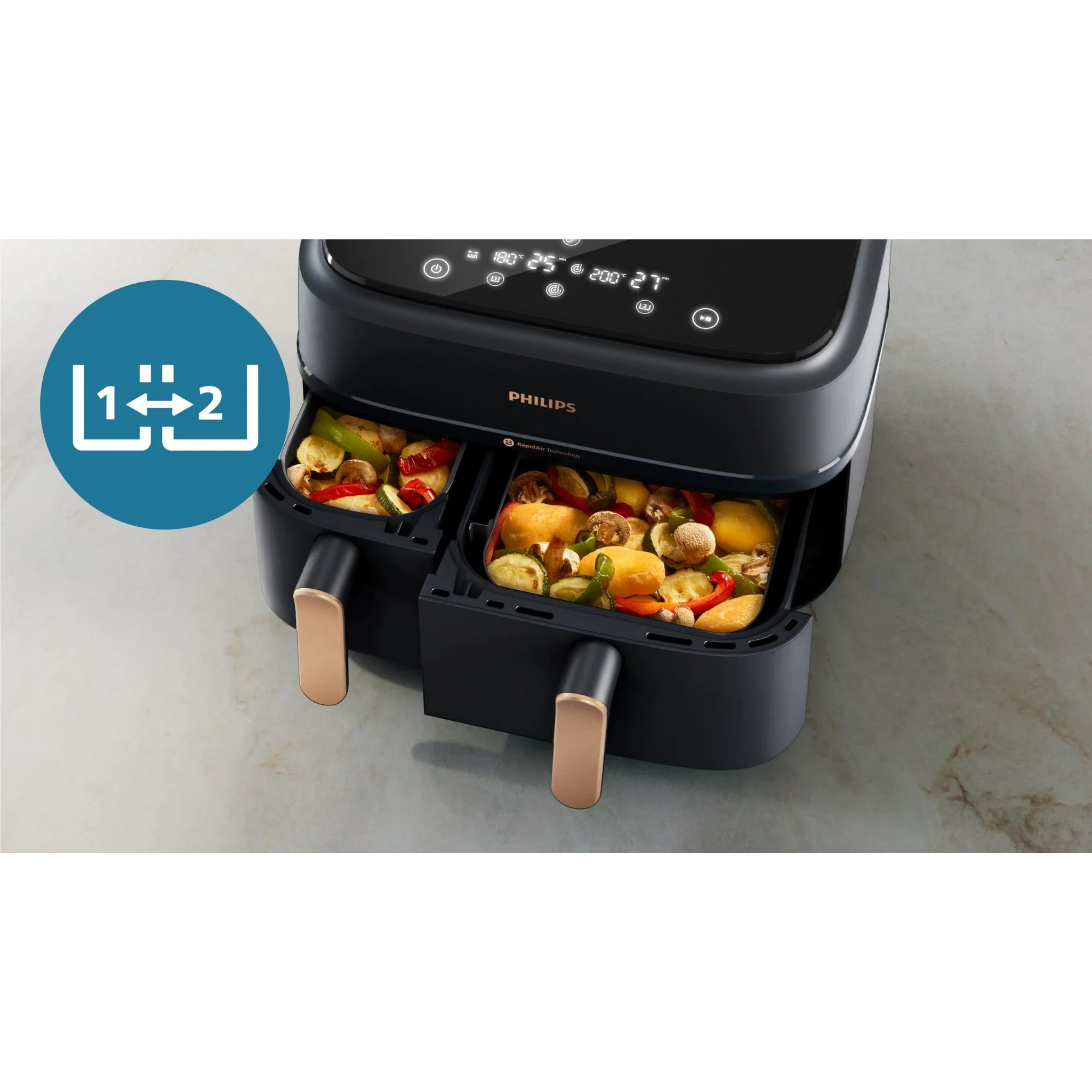 111-philips-3000-series-dual-basket-9l-air-fryer-xxl-grey--4.webp Philips 3000 Series Dual Basket 9L Air Fryer XXL (Grey)