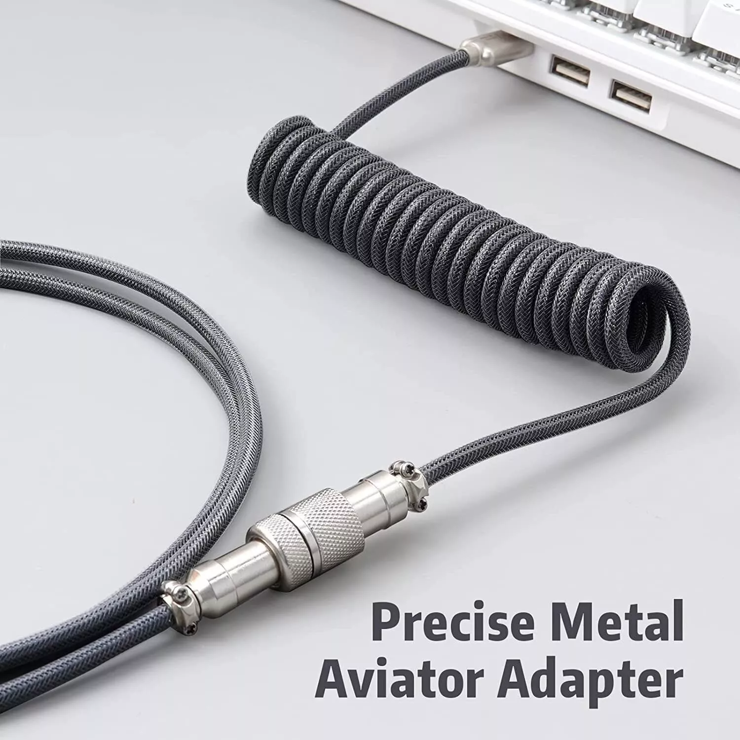 Royal Kludge Coiled Aviator Cable - Easy Detach Connector (Rainbow)