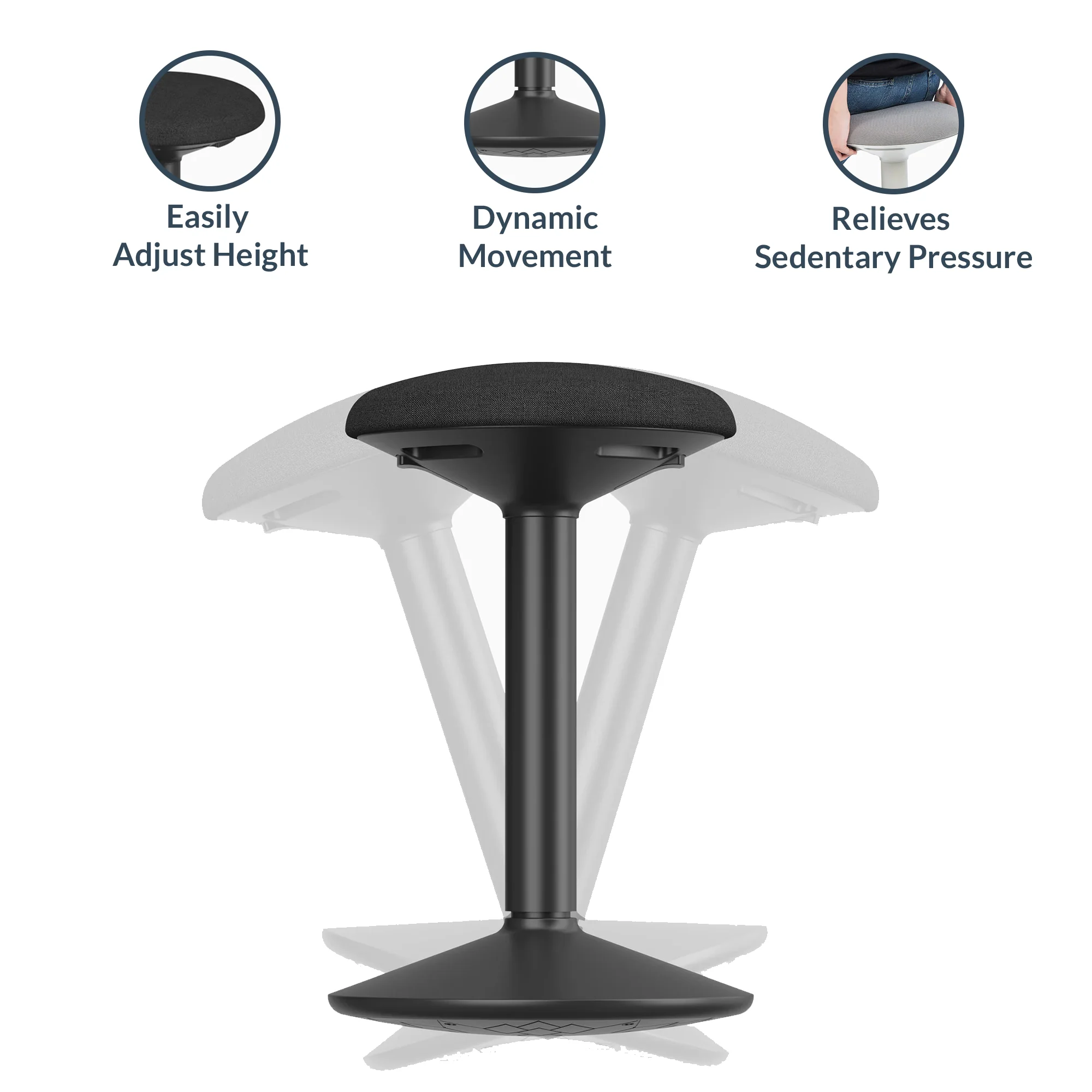 Desky Sit Stand Motion Stool - White