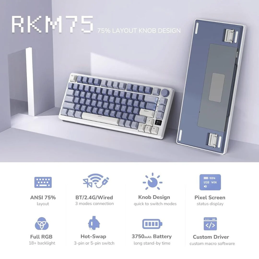 1233-royal-kludge-rk-m75-ocean-blue-tri-mode-mechanical-keyboard-brown-switch-2.webp Royal Kludge RK-M75 Ocean Blue Tri Mode Mechanical Keyboard - Brown Switch