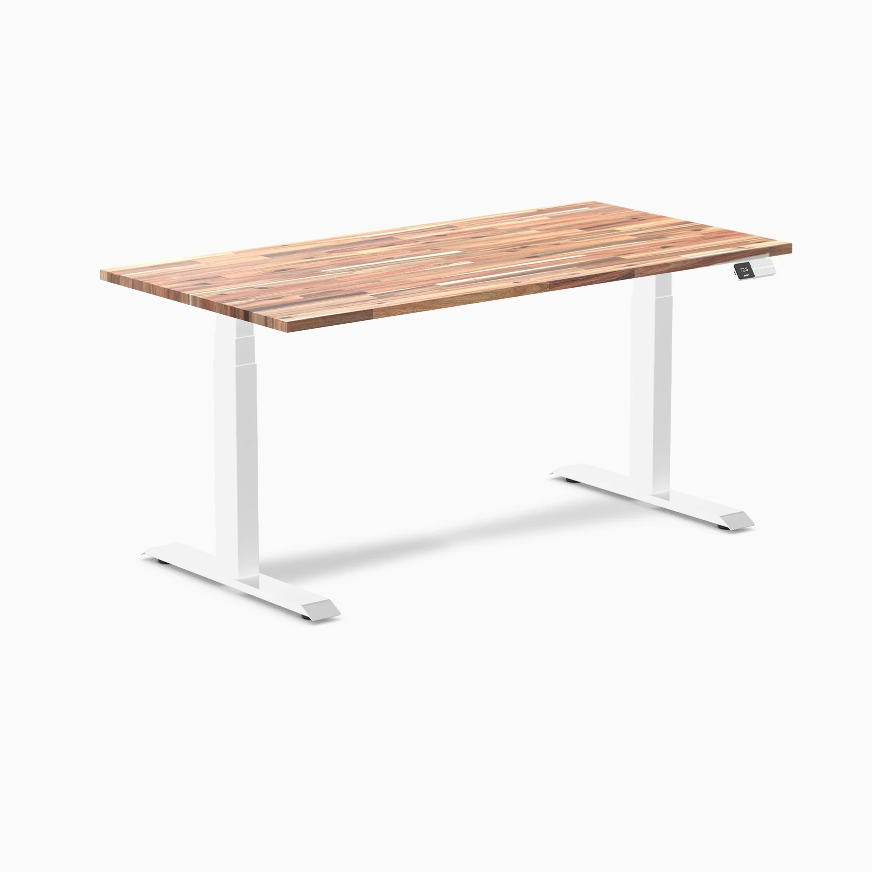 Desky Dual Softwood Sit Stand Desk 150cm Acacia Desktop and White Frame