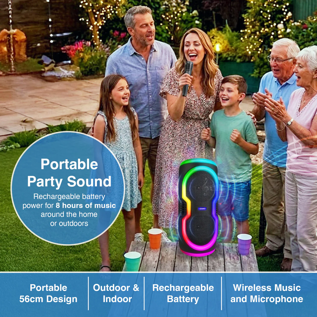 1292-laser-bluetooth-party-speaker-with-rgb-lights-and-wireless-mic-black--5.webp Laser Bluetooth Party Speaker with RGB Lights and Wireless Mic (Black)