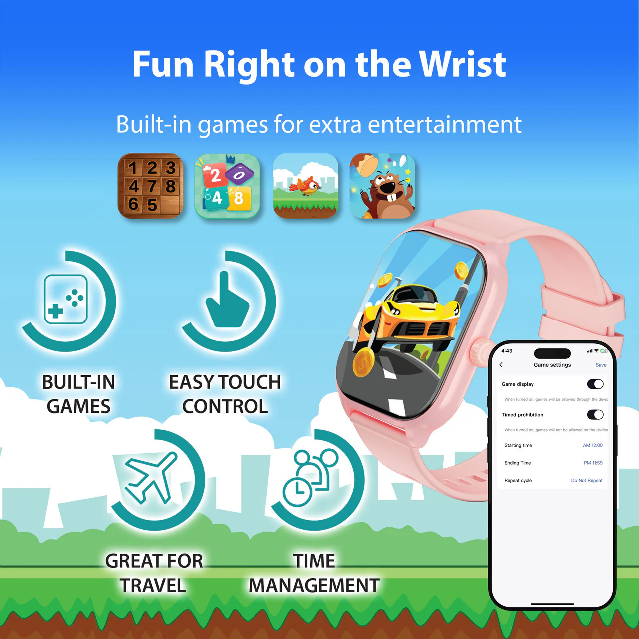 Laser v-Fitness Kids Smart Watch with Apple Find My (Pink)