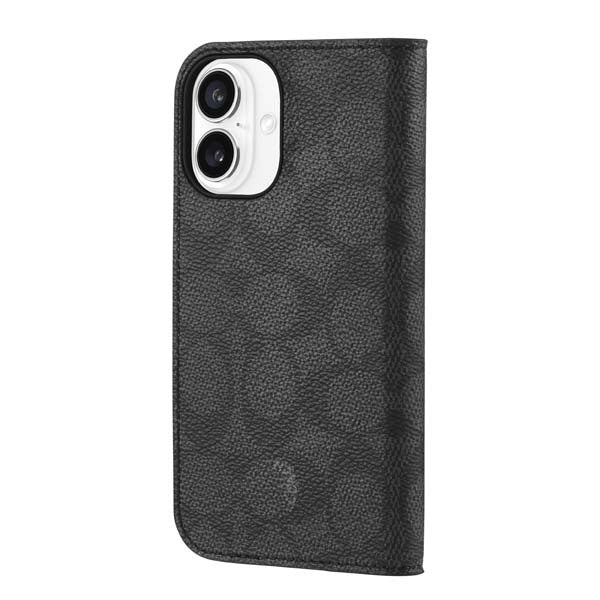Coach Folio Case for iPhone 16 - Signature Charcoal