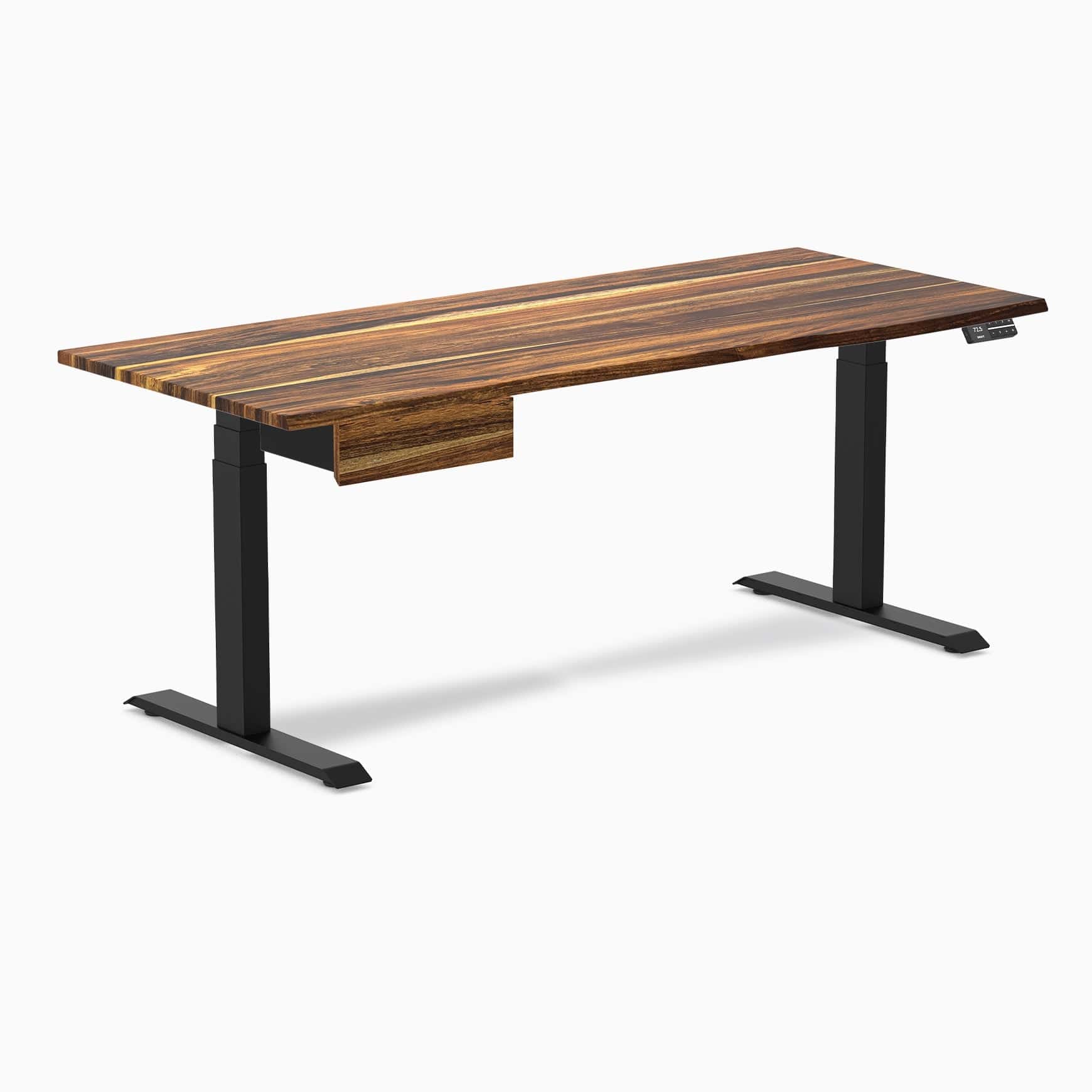 Desky Dual Hardwood Standing Desk With Drawer 200cm Walnut Desktop and Space Grey Frame