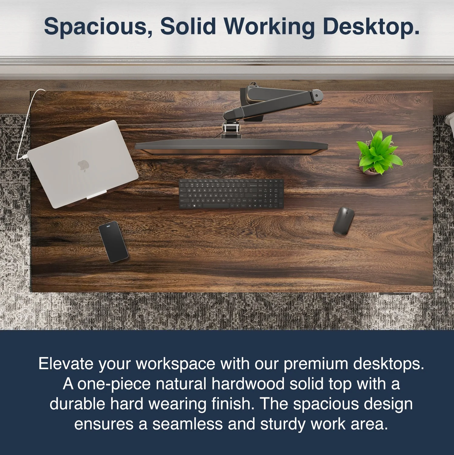 Desky Dual Hardwood Sit Stand Desk 200cm Walnut Desktop and Grey Frame