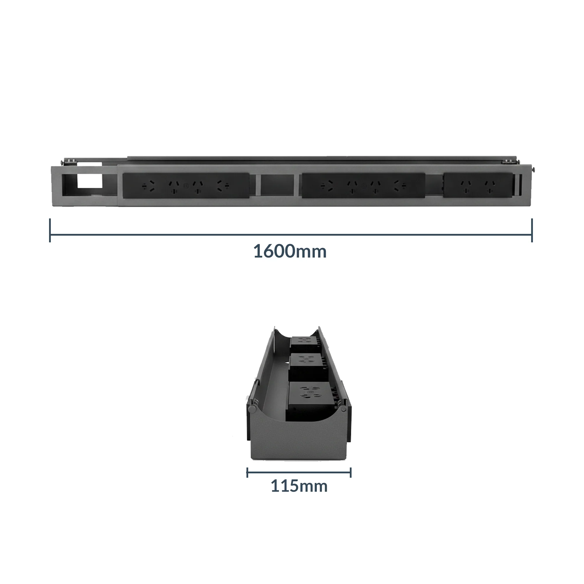 Desky Integrated Cable & Data Channel 10-Plug Space Grey