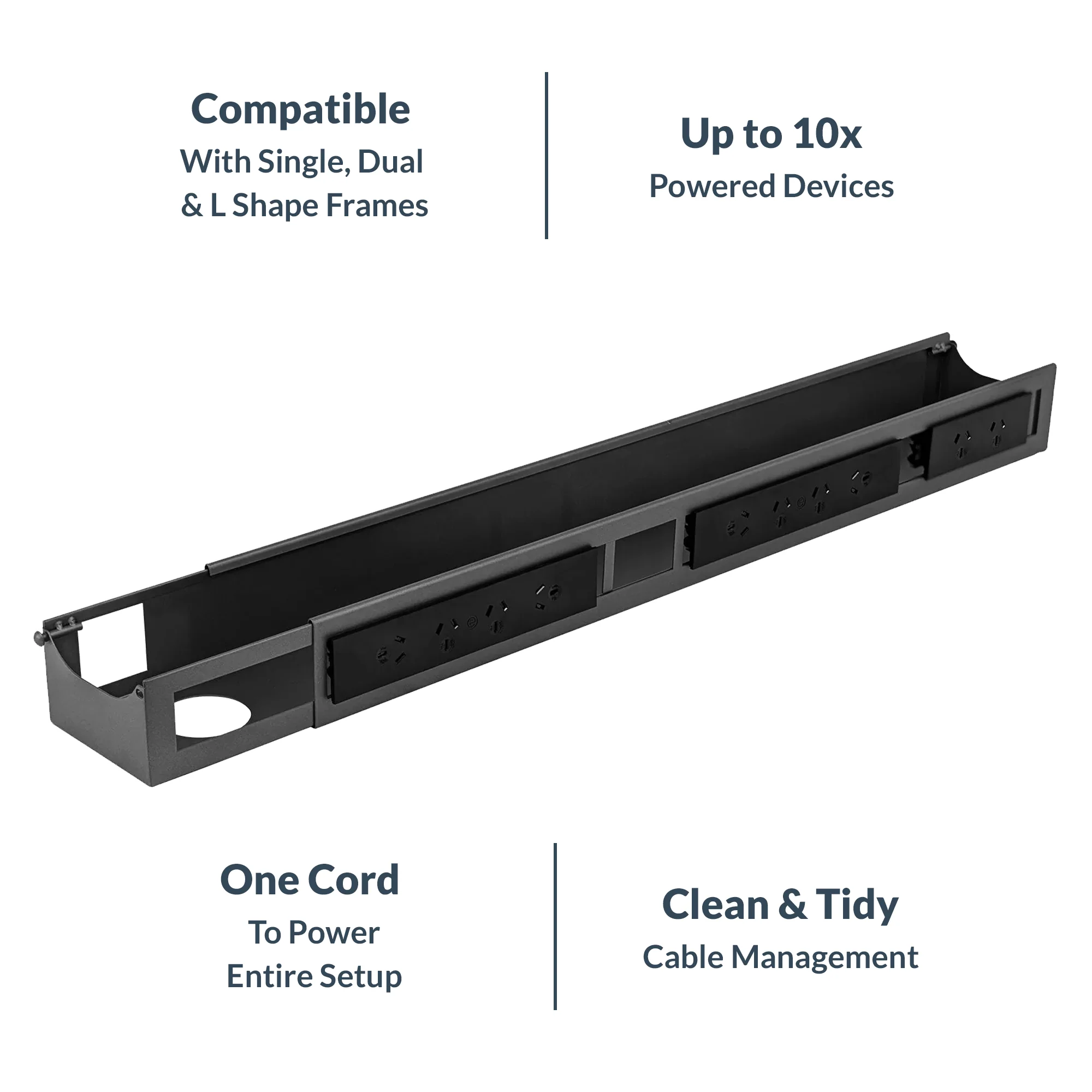 Desky Integrated Cable & Data Channel 10-Plug Space Grey