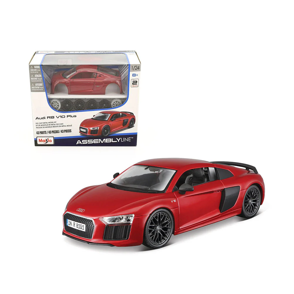 1464-maisto-licensed-1-24-scale-assembly-line-audi-r-8-v-10-plus-2016-diecast-model-car-red-2.webp Maisto Licensed 1:24 Scale Assembly Line Audi R-8 V 10 Plus 2016 Diecast Model Car Red