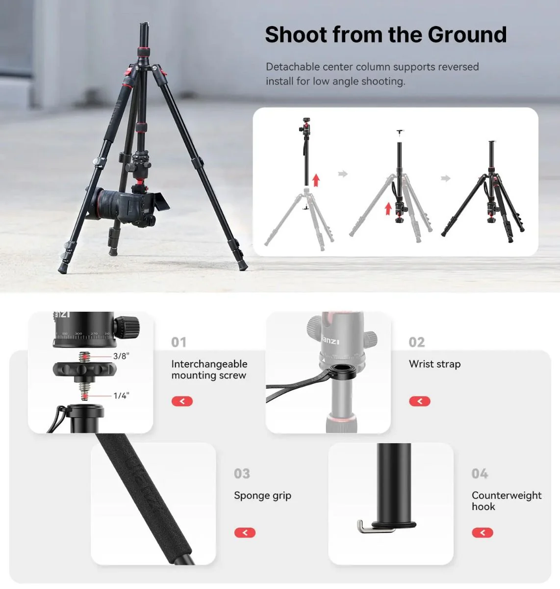 Ulanzi TT31 Claw Quick Release Camera Tripod & Monopod T050CNB1