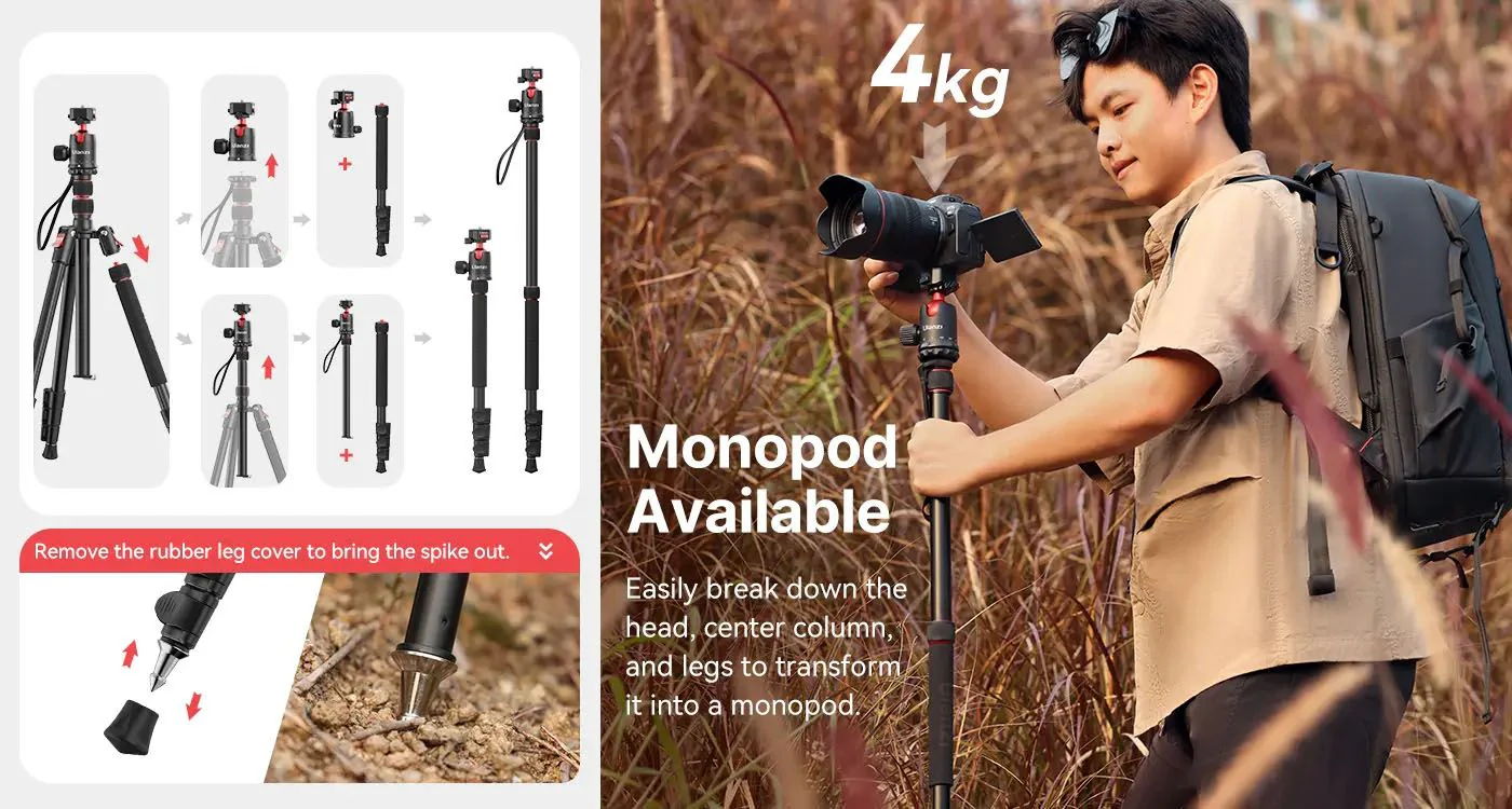 Ulanzi TT31 Claw Quick Release Camera Tripod & Monopod T050CNB1