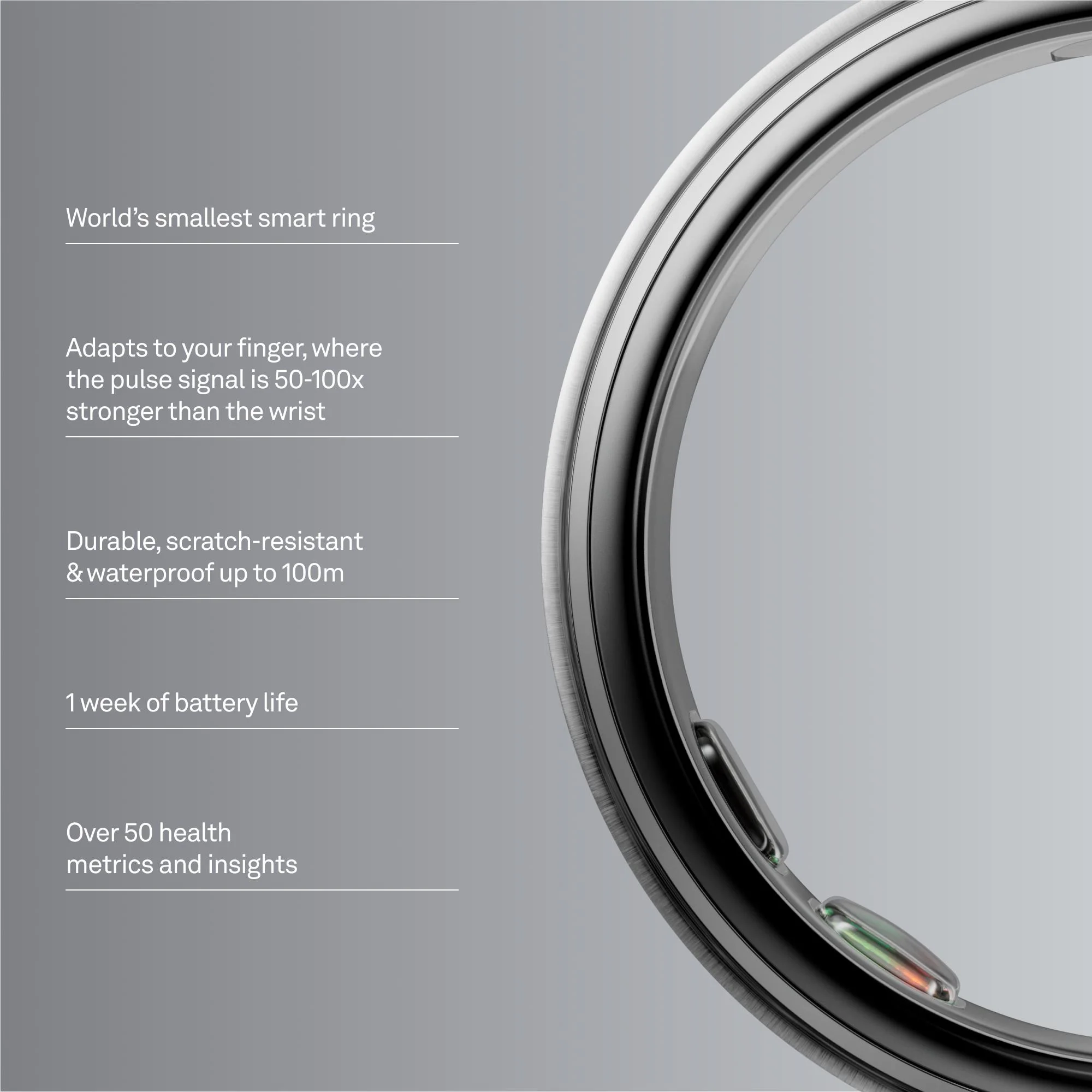 Oura Ring 5 [Size 6] (Brushed Silver)