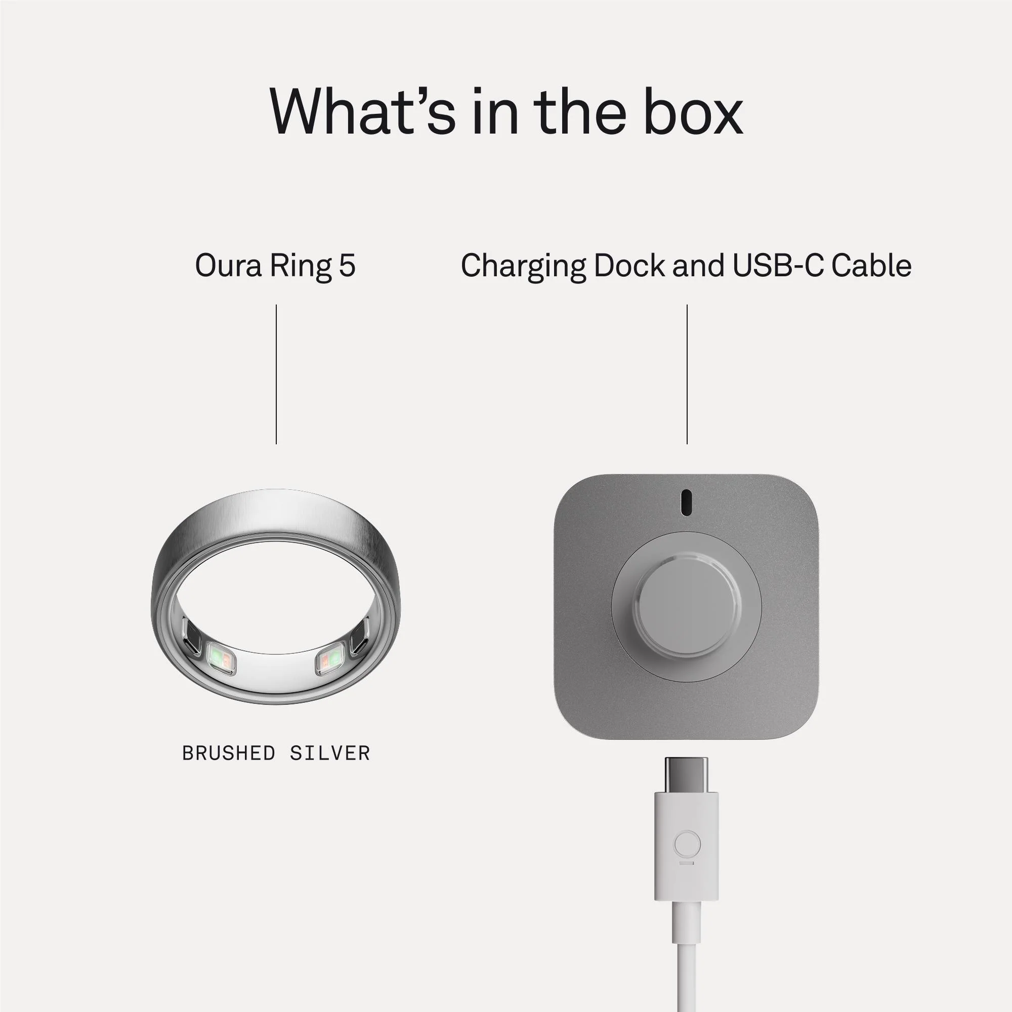 Oura Ring 5 [Size 8] (Brushed Silver)