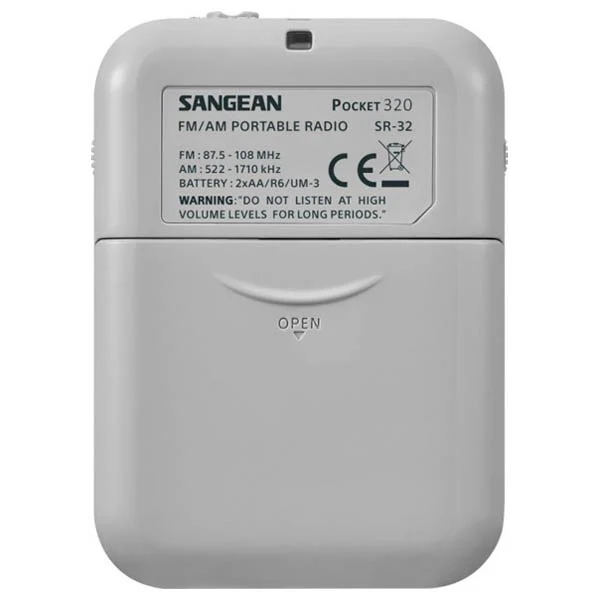 Sangean SR-32 FM / AM Hand Held Receiver - White / Grey