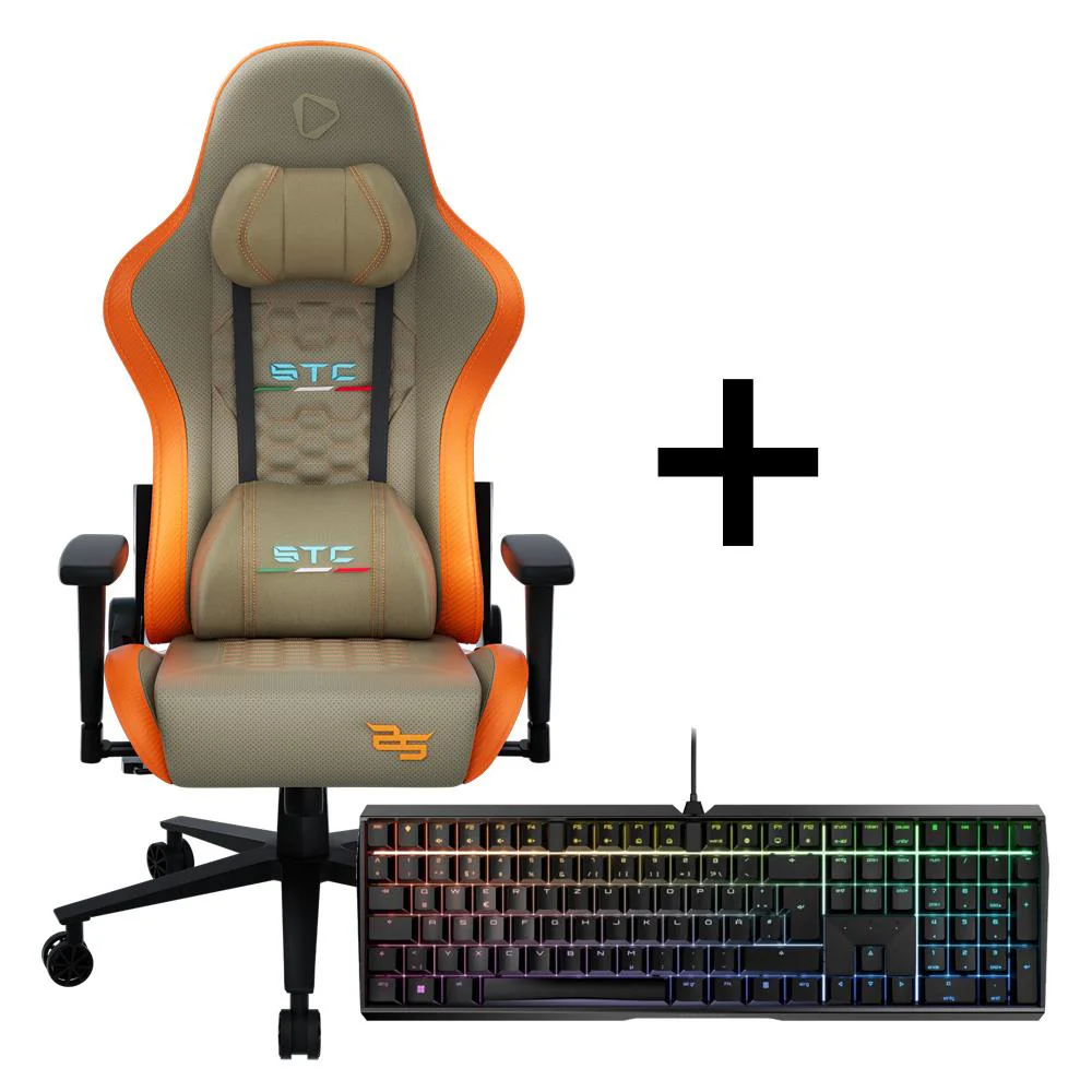 ONEX STC 25Years Limited Ed. Hardcore Gaming Chair - Sian Green/Orange + CHERRY MX 3.0S RGB Gaming Keyboard Bundle