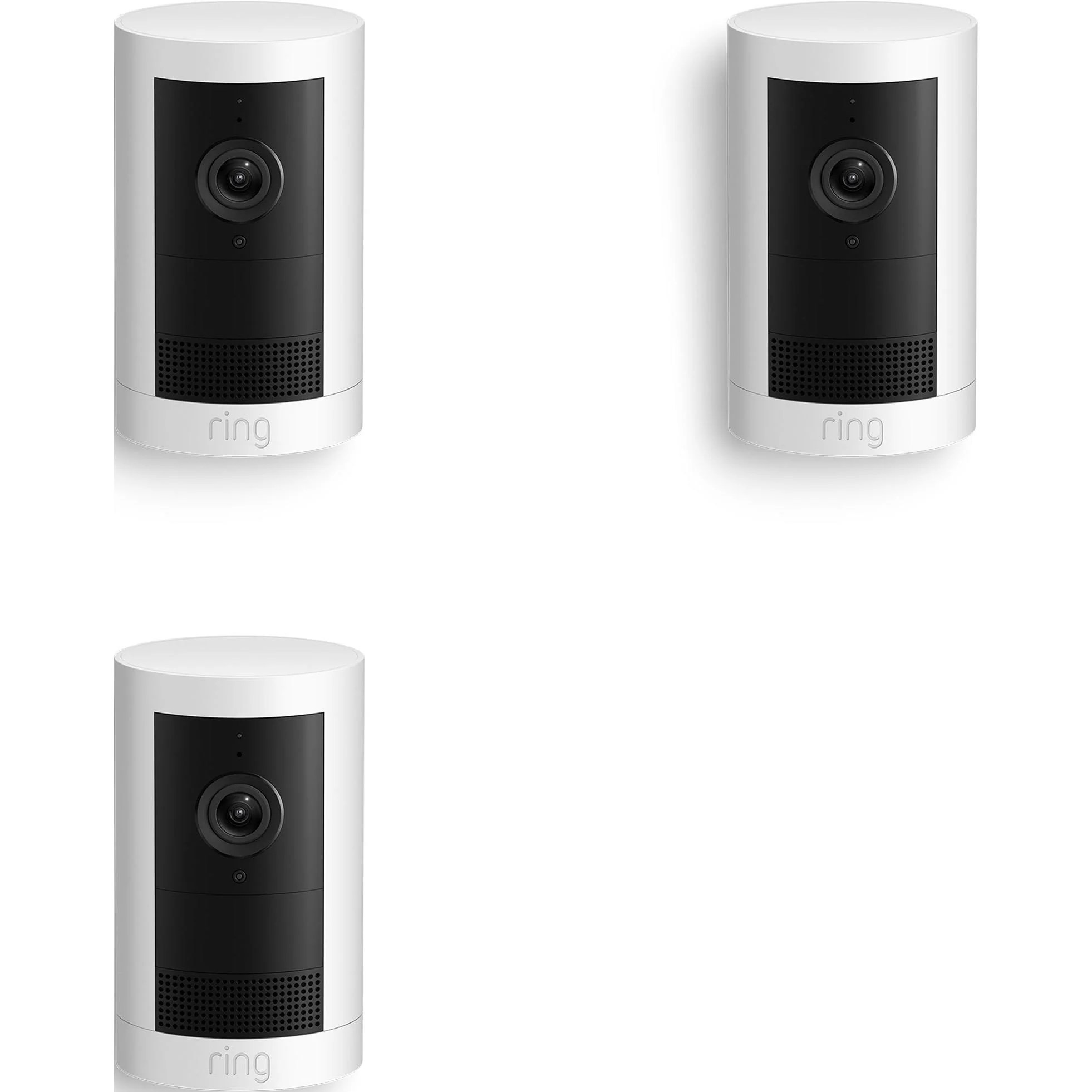 Ring Outdoor Security Camera Plus 2K Battery (White) [3 Pack]