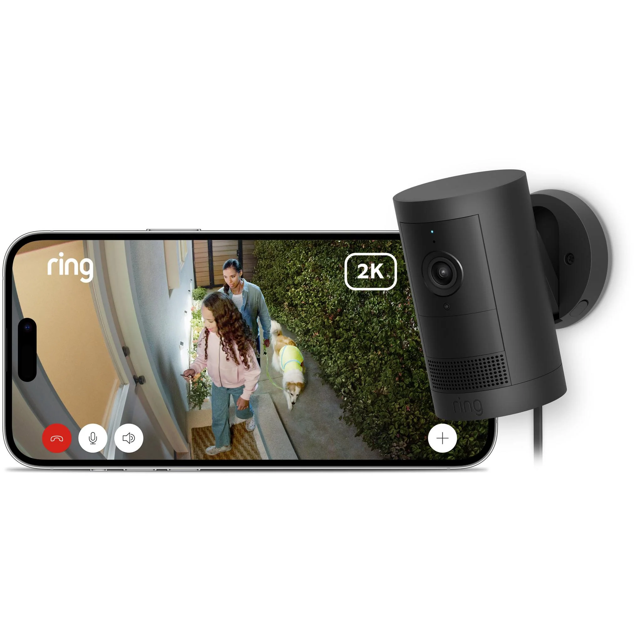 Ring Outdoor Security Camera Plus 2K Plug-In (Black)