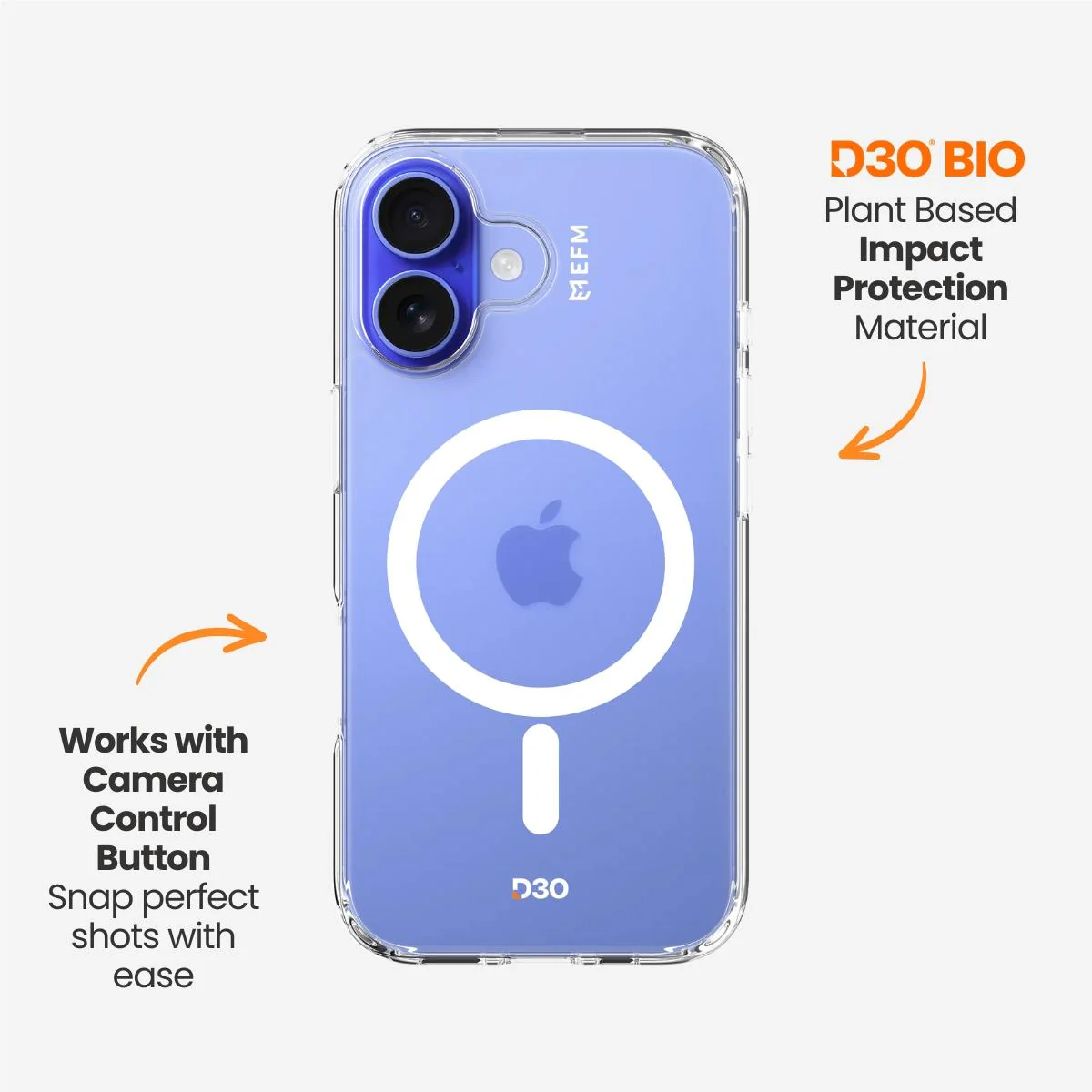 EFM Manhattan Case with D3O Bio for iPhone 16 (Clear)