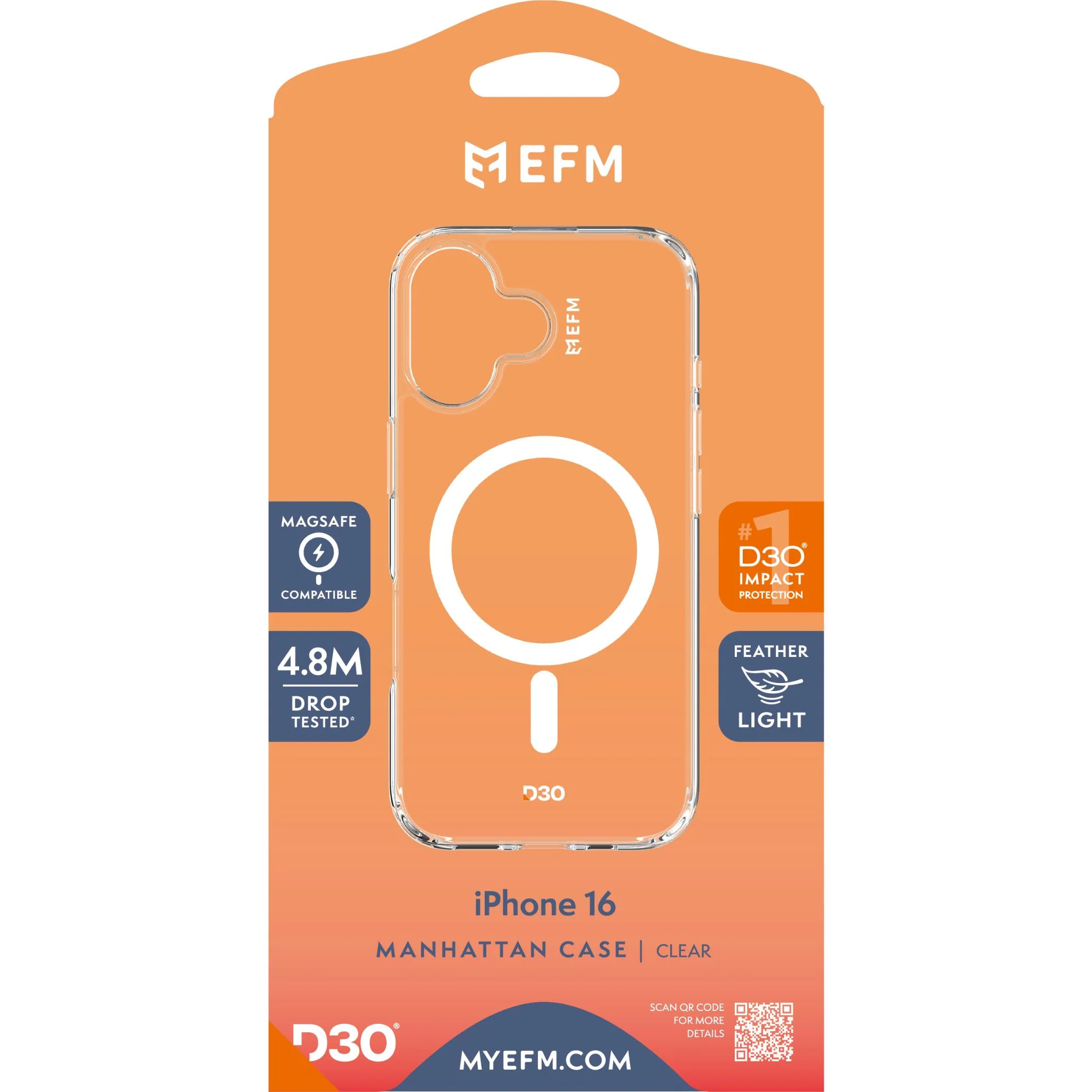 EFM Manhattan Case with D3O Bio for iPhone 16 (Clear)