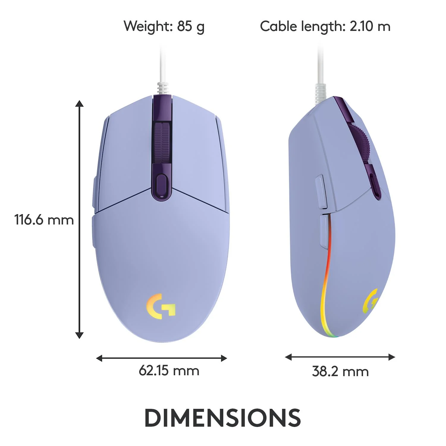 Logitech G203 LIGHTSYNC Gaming Mouse (Lilac)