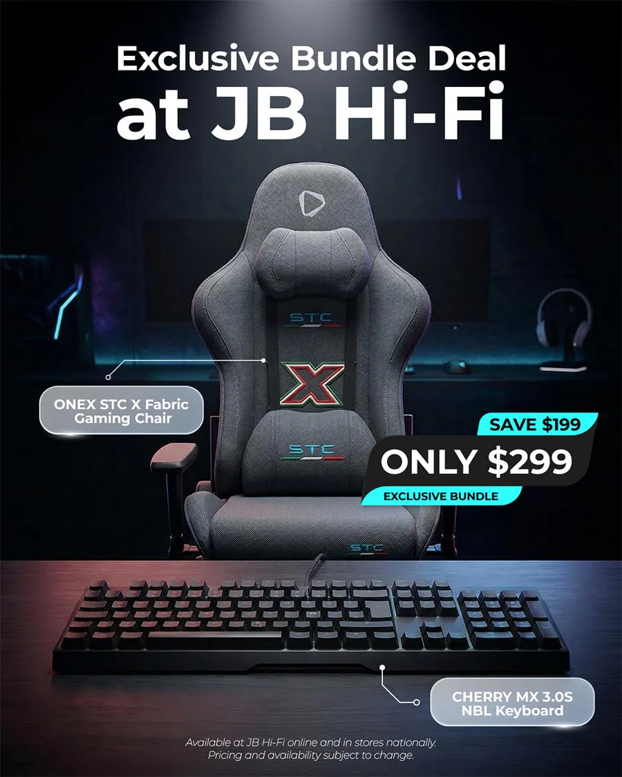 ONEX STC X Fabric Gaming Chair - Graphite + CHERRY MX 3.0S NBL Gaming Keyboard Bundle