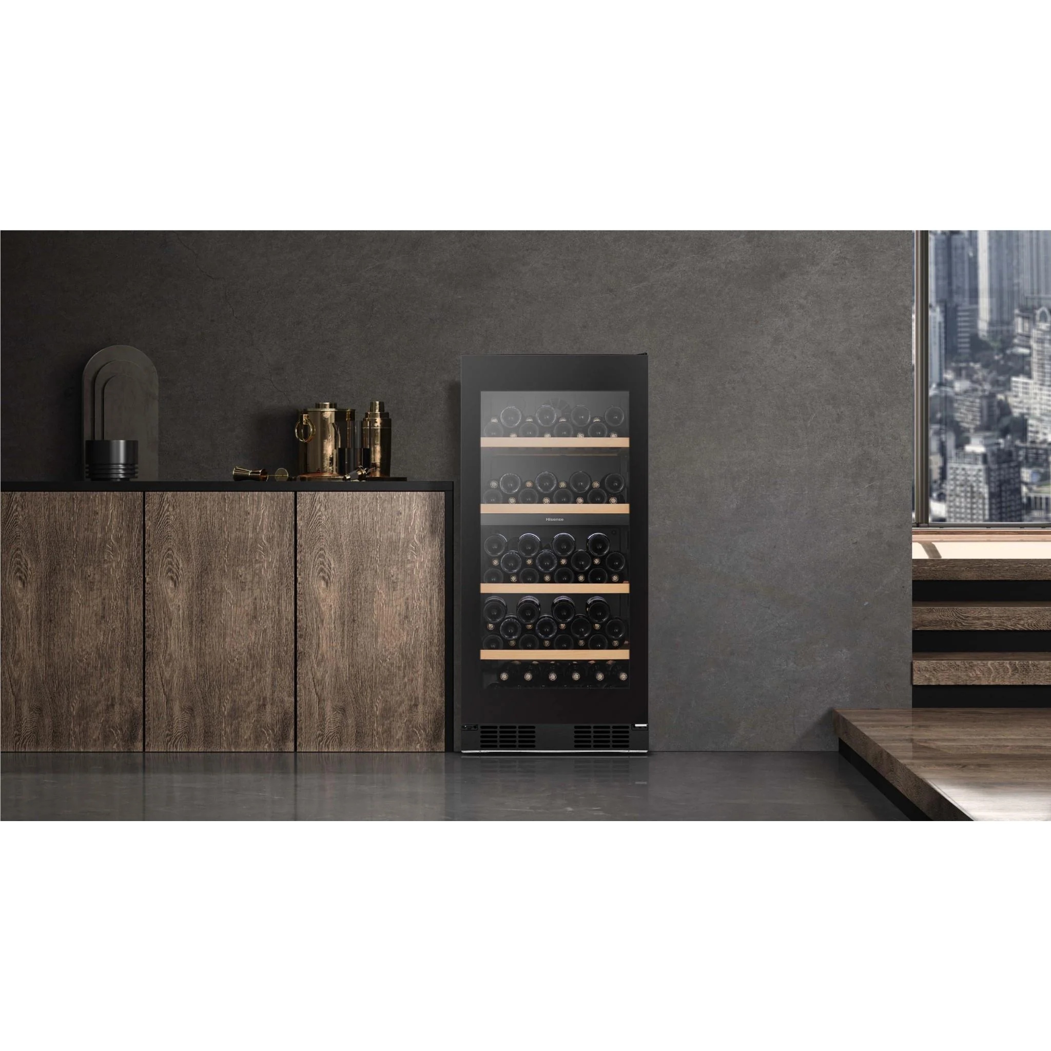 Hisense HRWC108B 108-Botttle Dual-Zone Wine Cabinet