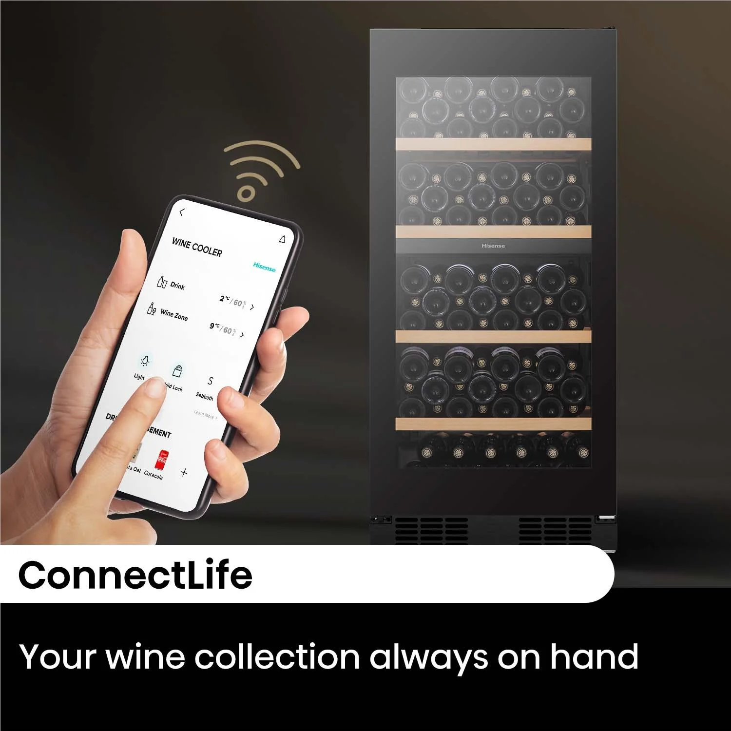 Hisense HRWC108B 108-Botttle Dual-Zone Wine Cabinet